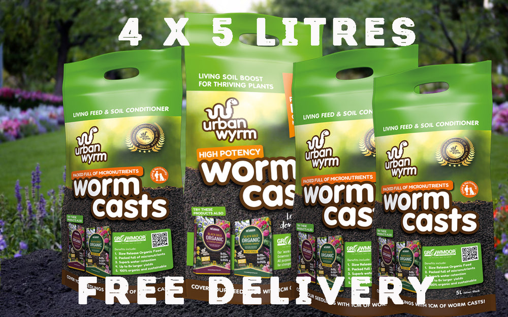 4 x Urban Wyrm Worm Casts 5 Litre (+2 litres free fill)